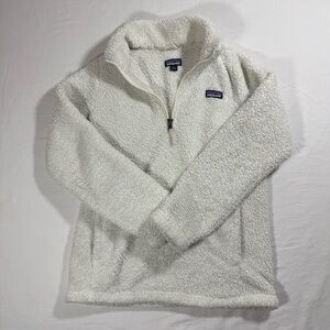 Patagonia Kids Los Gatos Fleece Jacket‎ Girls Large 12 White 1/4 Zip Pullover